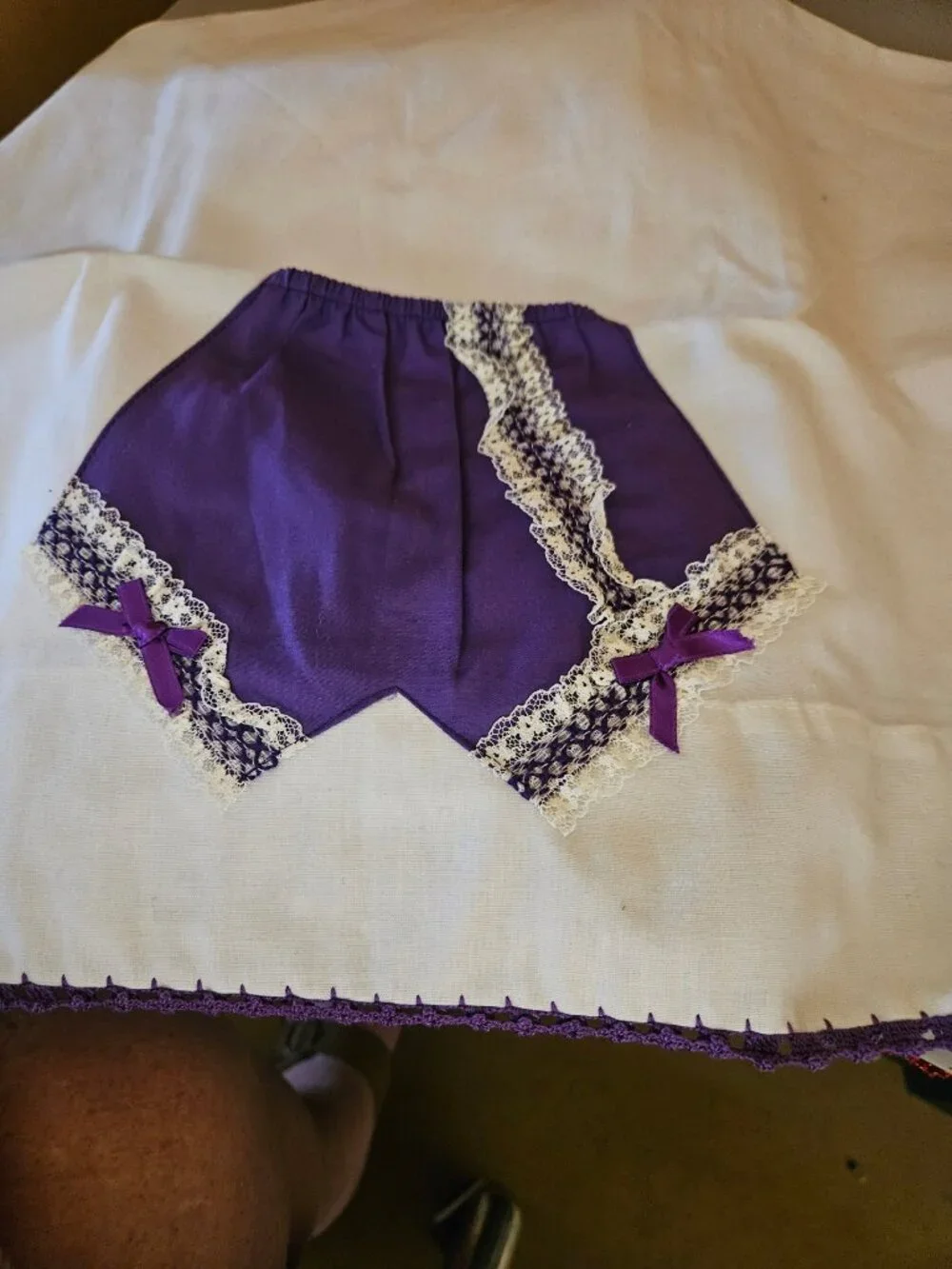 Set of 2 His and Hers Handmade Pillow Cases with Purple Accents